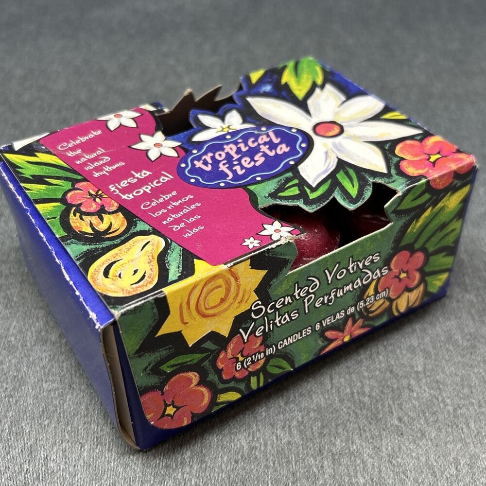 VTG 90s Tropical Fiesta Scented Votive Candles Candle-Lite Aromatherapy NOS USA